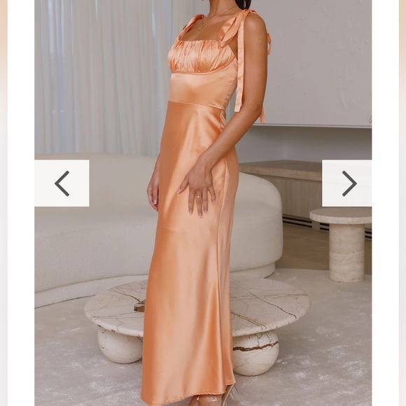 NWT Hello Molly Peach Satin Maxi Dress - Picture 3 of 10